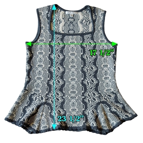 Cabi 887 Wonderful Me Gray White Fitted Knit Sweater Vest Peplum Hem Classic - Picture 3 of 7